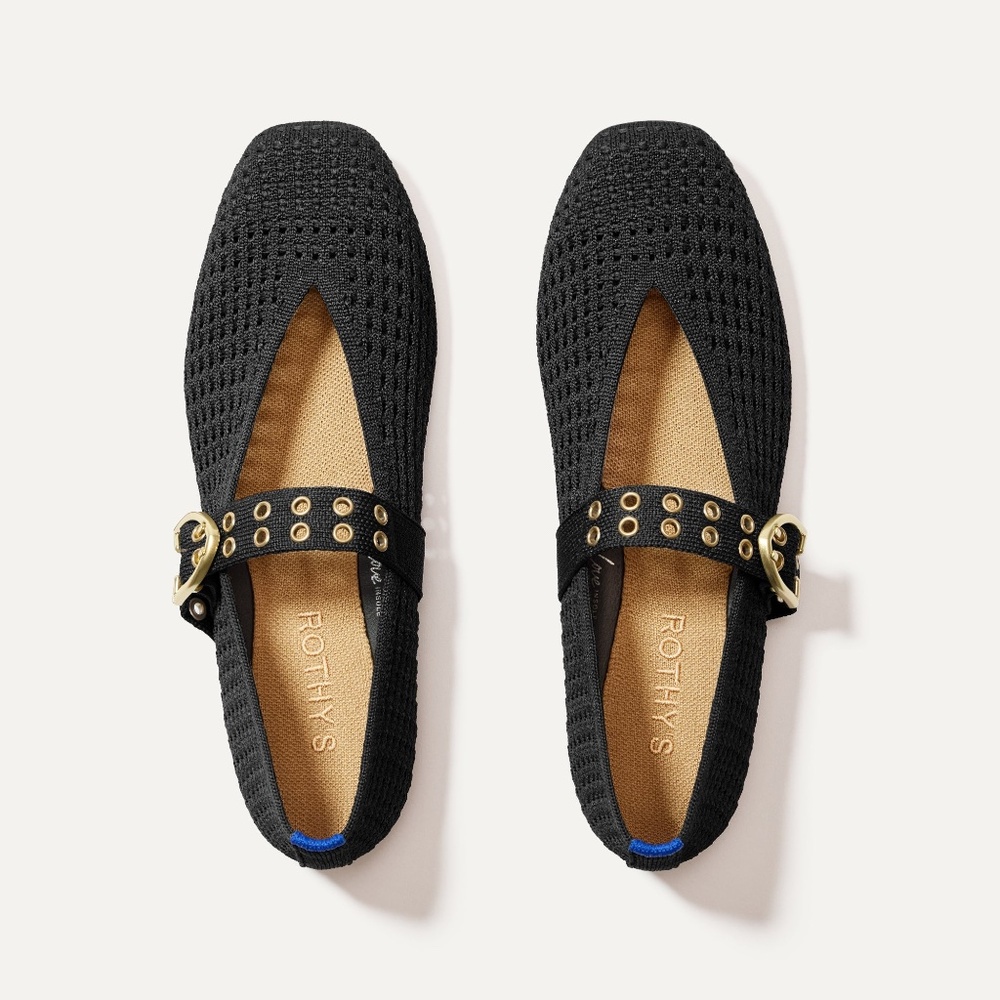 Rothy's The Max Buckle Mary Jane - Black Mesh Size 9